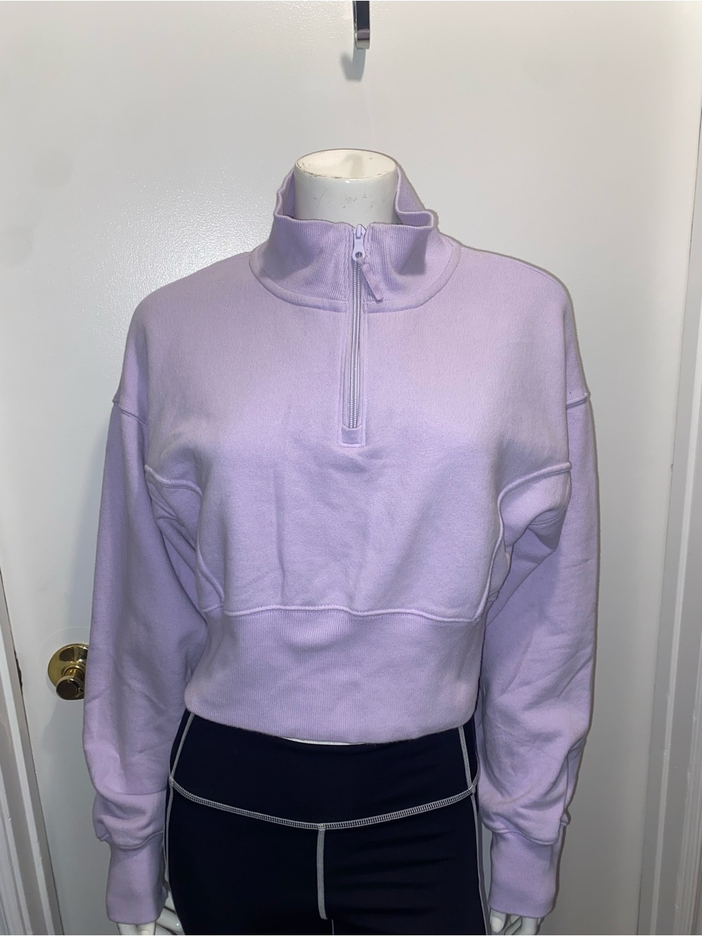 Offline by Aerie Women's Lavender Half-Zip Cropped Pullover Sweatshirt